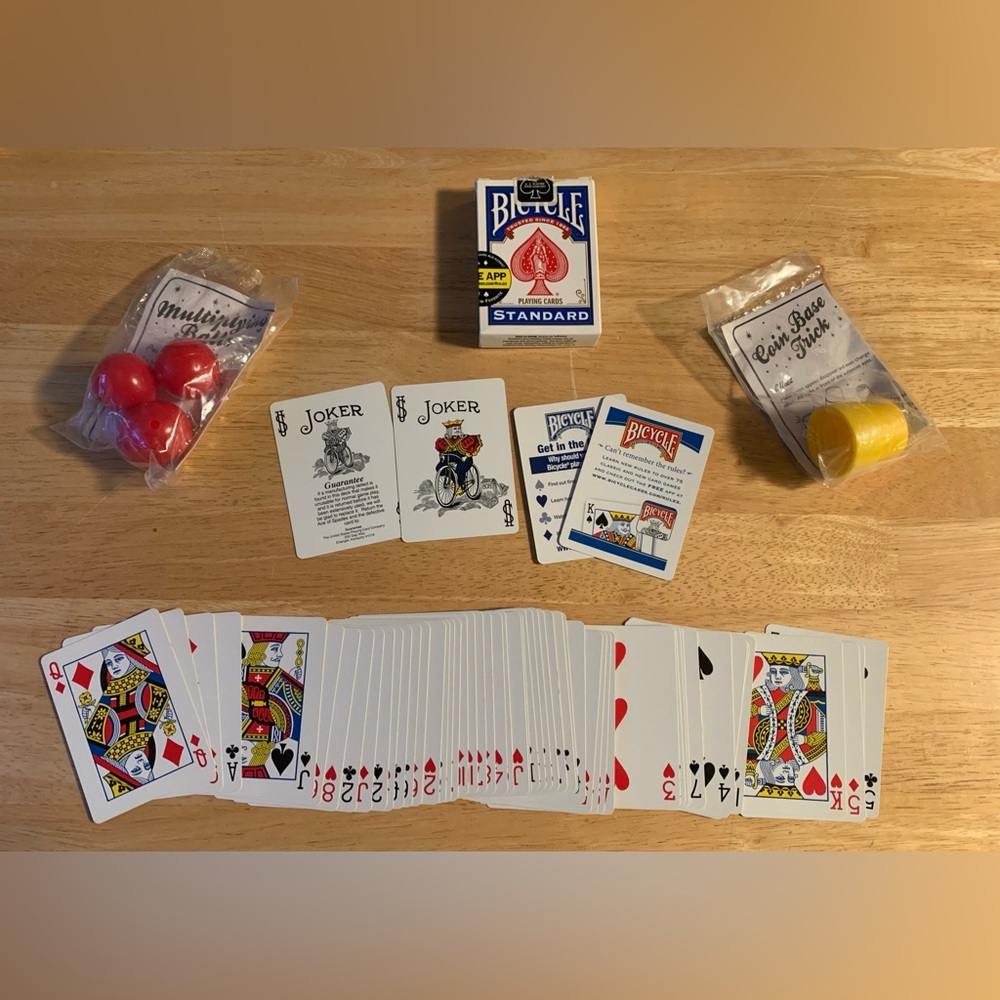 Magic 101 Starter Kit for Beginners, 2 Prop Sets + New Standard Card Deck